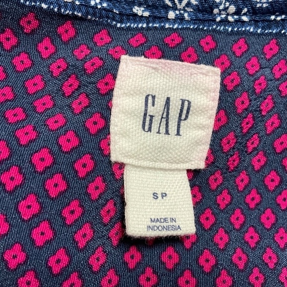 GAP 100% Rayon Crepe Floral Mini Dress Tie Neckline Tie Elasticized Waist Sz S - Picture 5 of 9